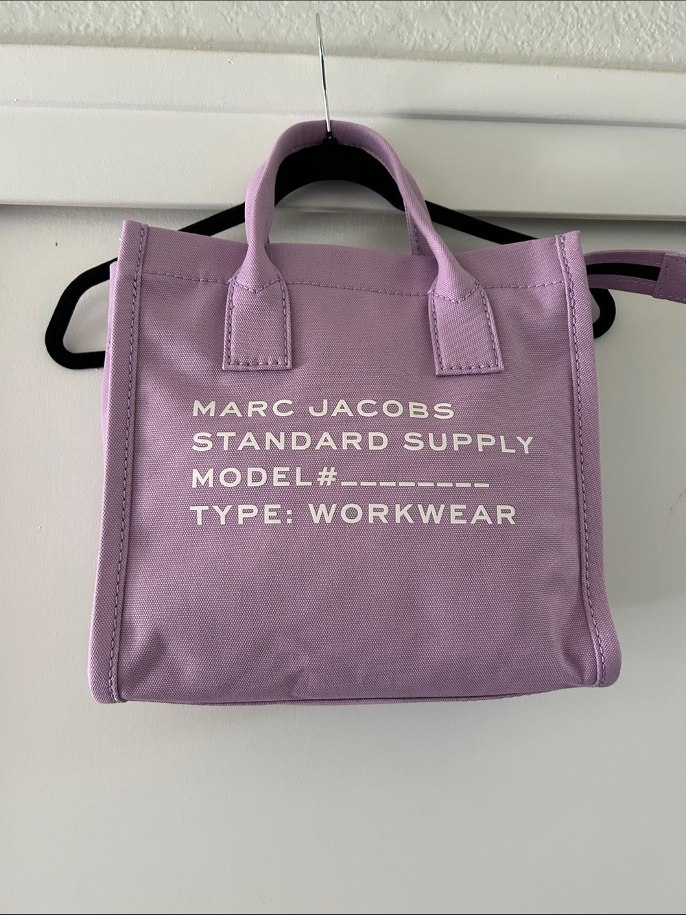 Marc Jacobs Lavender Canvas Workwear Tote with White Text